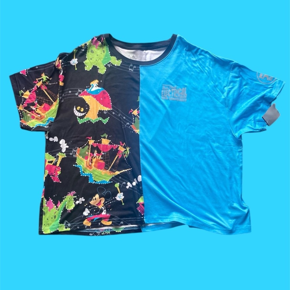 Disney Blue and Black Electrical Parade Cropped T-Shirt